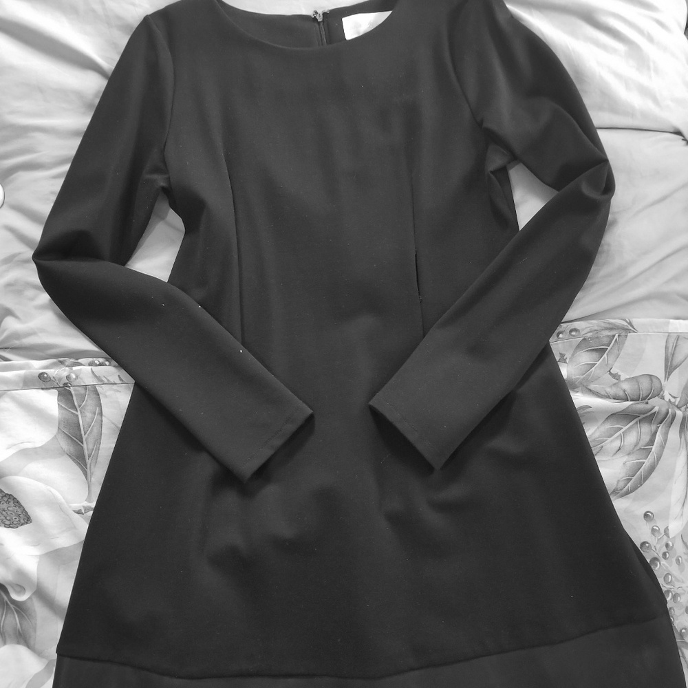 NWT Black Leather Detail Dress